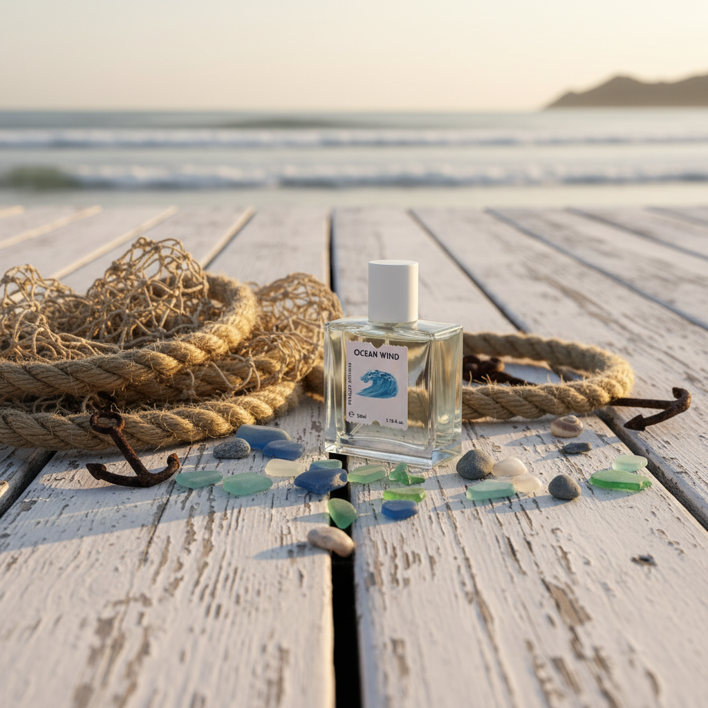 Ocean Wind on weathered dock with maritime elements