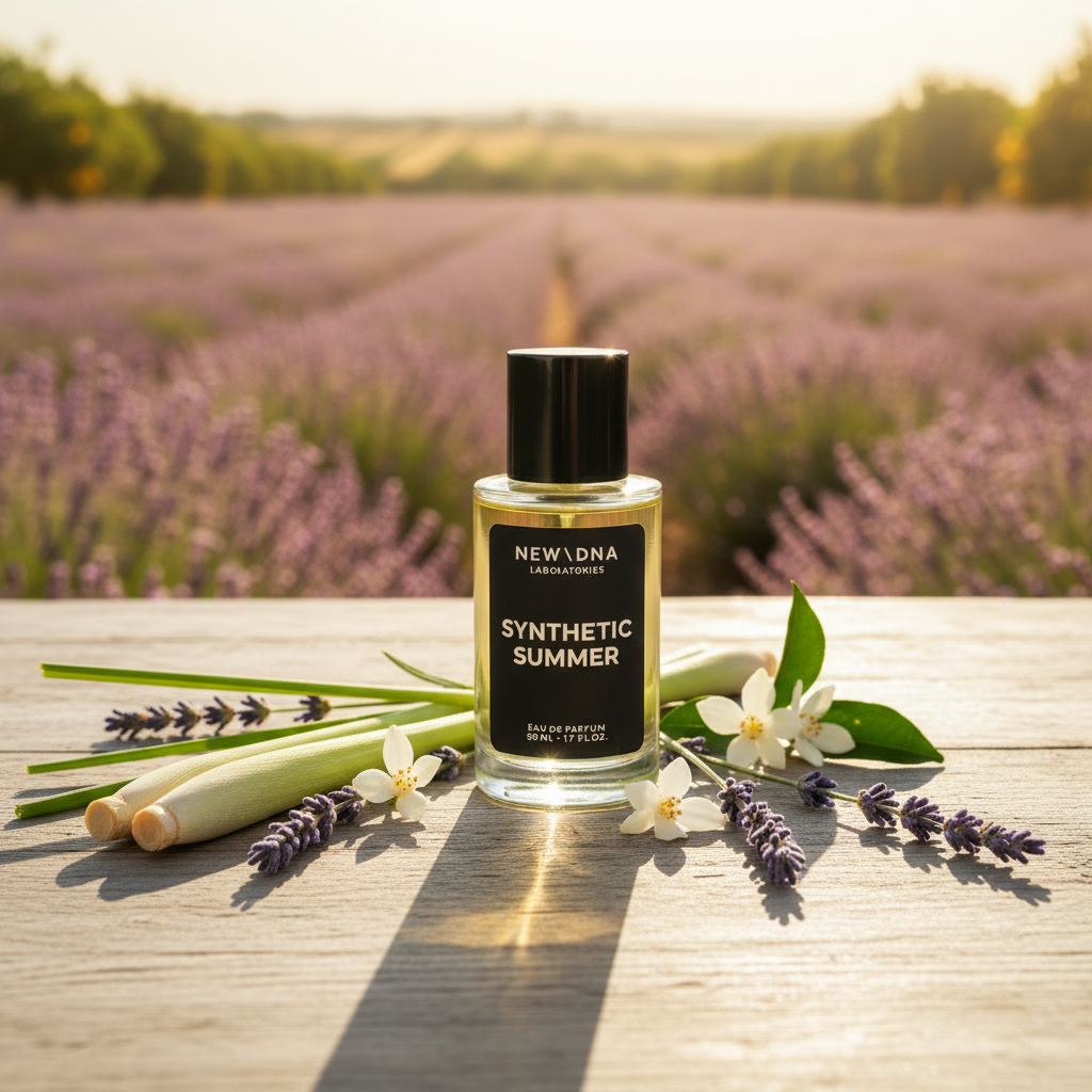 Synthetic Summer perfume with botanical elements