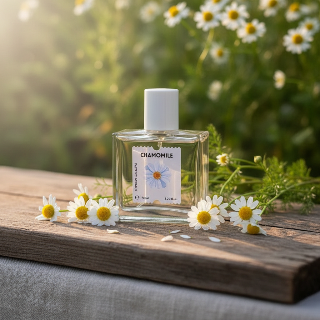Chamomile perfume in natural setting