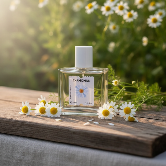 Chamomile perfume in natural setting