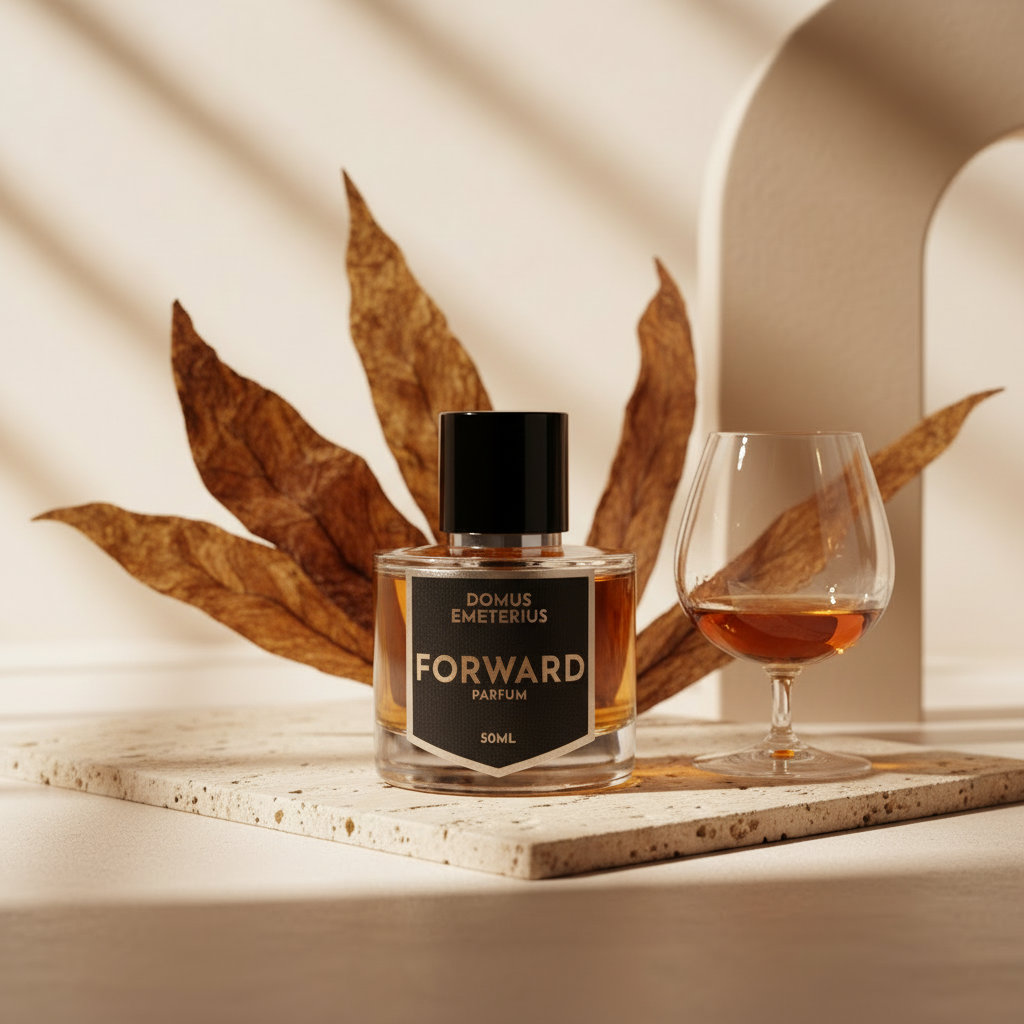 Forward on travertine with tobacco and cognac