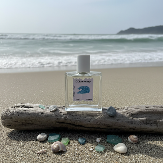 Ocean Wind perfume bottle in square format