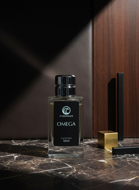 Omega perfume in sophisticated setting