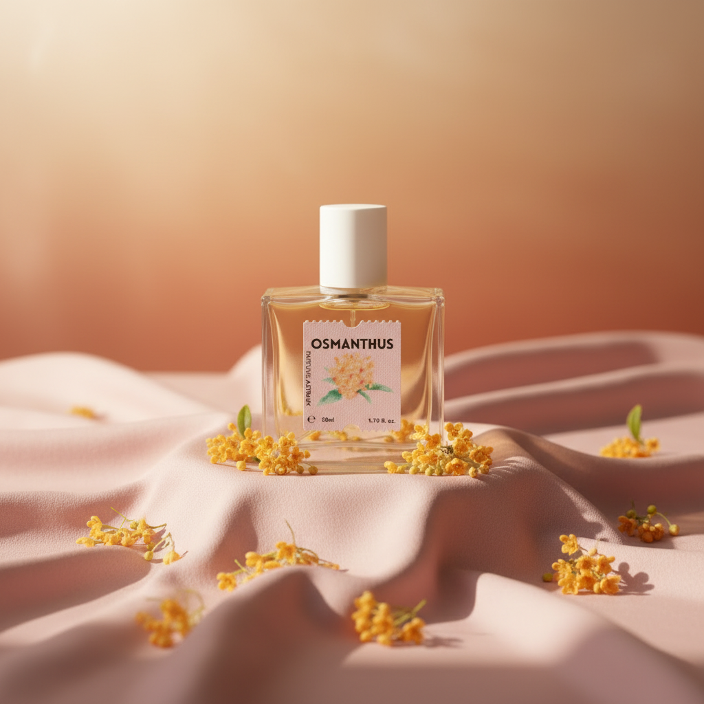 Osmanthus on blush silk with dried flowers